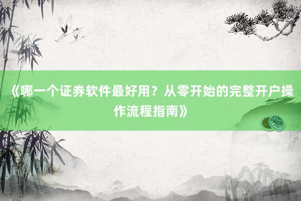 《哪一个证券软件最好用？从零开始的完整开户操作流程指南》