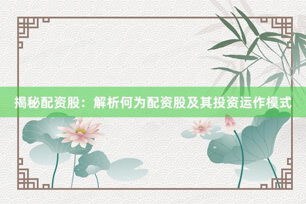 揭秘配资股：解析何为配资股及其投资运作模式