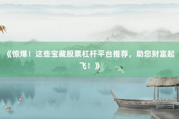 《惊爆！这些宝藏股票杠杆平台推荐，助您财富起飞！》