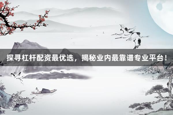探寻杠杆配资最优选，揭秘业内最靠谱专业平台！