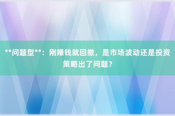 **问题型**：刚赚钱就回撤，是市场波动还是投资策略出了问题？