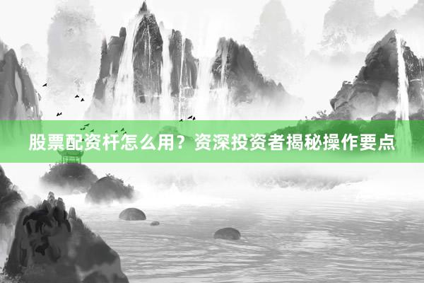 股票配资杆怎么用？资深投资者揭秘操作要点