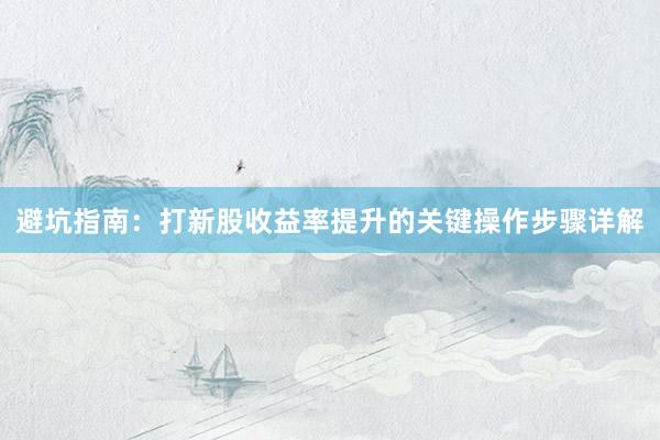 避坑指南：打新股收益率提升的关键操作步骤详解