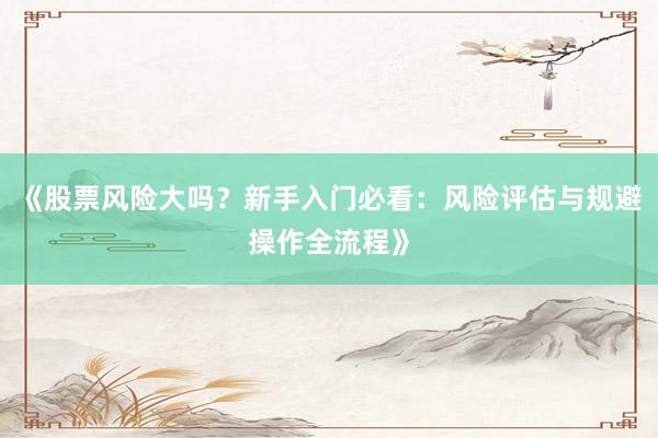 《股票风险大吗？新手入门必看：风险评估与规避操作全流程》