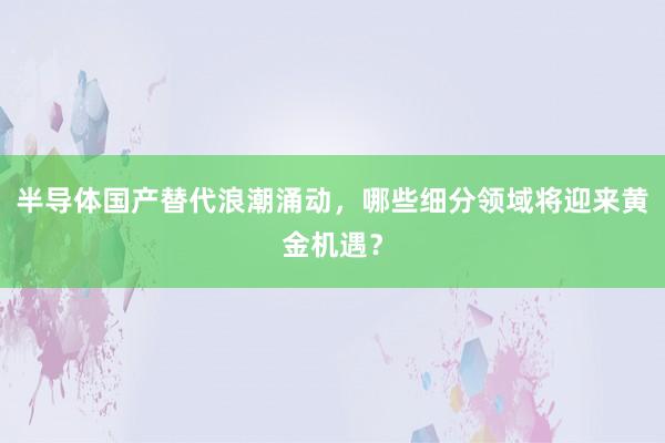 半导体国产替代浪潮涌动，哪些细分领域将迎来黄金机遇？