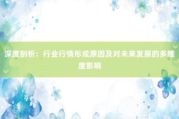 深度剖析：行业行情形成原因及对未来发展的多维度影响
