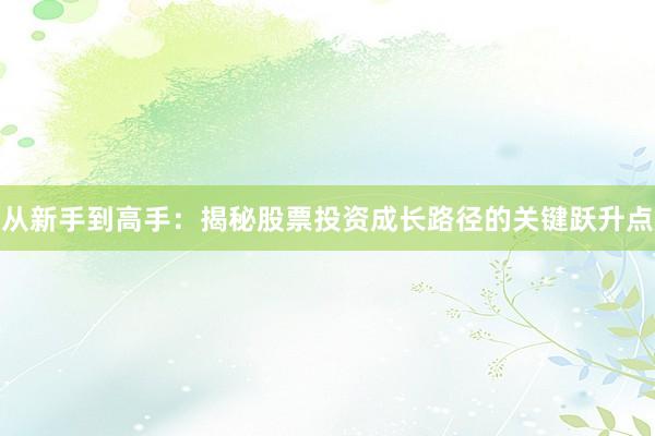 从新手到高手：揭秘股票投资成长路径的关键跃升点